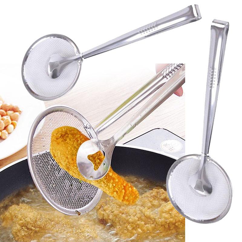 BianchiPamela Multi-Functional Stainles Steel Filter Spoon with Clip Oil-Frying Filter