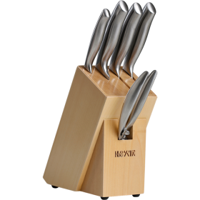 Huohou 6 Pcs Steel Kitchen Knife Set Long-lasting Sharp Chopper Scissor Slicer Fruit Knife Bone Slicing All-purpose Chef Knife Set Holder