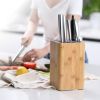 KITCHENDAO Eco-Friendly Bamboo Kitchen Knife Holder Scissors Sharpening Rod Space Saver Knife Drier Storage Tool with Drain Holes