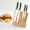KITCHENDAO L-shaped Bamboo Magnet Knife Holder Cutlery Display Stand with Enhanced Magnets