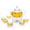8 Pcs/Set Clear Glass Tea Double Wall Teapot & Cup Filtering Drink Home Decor