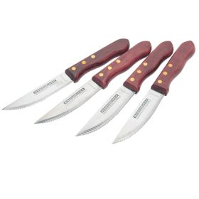 Steak Knives - 1.5mm Thick Blades - Top Grade Stainless Steel - 5" Coated Wood Handles - Engravable for Personalized Gift - Set of 4
