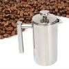800/1000ml Stainless Steel Double-deck Cafetiere Filter Tea Coffee Maker Water Bottle