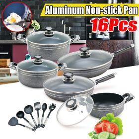 16 Piece High Performance Nonstick Pots and Pans/Cookware Set Soup Pot Frying Pan Kitchen Shovels Set
