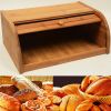 Nature Bamboo Wooden Roll Up Kitchen Bread Box Bin Storage Holder Baskets Container