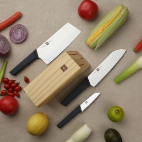 HuoHou 4 Pcs Non-Stick Stainless Steel Kitchen Knife Set Chef Knife Chopper Cleaver Slicer Fruit Knife Blade from