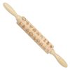 Loskii JM01687 Wooden Christmas Embossed Rolling Pin Dough Stick Baking Pastry Tool New Year Christmas Decoration