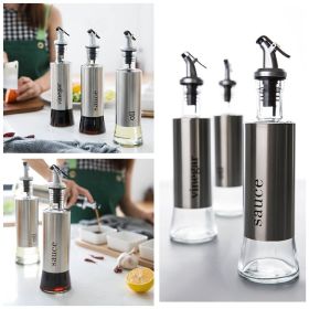 KCASA 300ML Olive Oil Dispenser Bottles with Funnel Stainless Steel Oil Pourer Dispensing Bottles Oil Vinegar Sauce Bottle