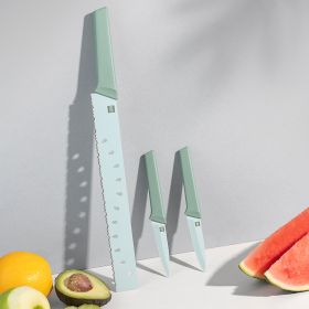 Huohou 3 Pcs Kitchen Fruit Knife Set Serrated Blade Watermelon Knife Food Grade Coating PP Resin Handle Knife Set