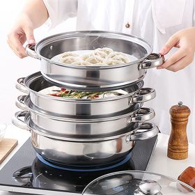 4 Tier Stainless Steel Steamer Meat Vegetable Cooking Steam Hot Pot Thick Steamer pot Soup Universal Cooking Pots for Kitchen Cookware Tool