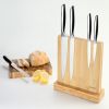 KITCHENDAO Eco-friendly Bamboo Knife Block Cutlery Display Stand Storage Rack With Enhanced Magnets