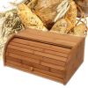 Nature Bamboo Wooden Roll Up Kitchen Bread Box Bin Storage Holder Baskets Container