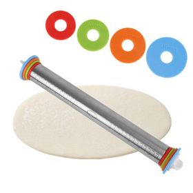1pc Stainless Steel Rolling Pin 4 Adjustable Discs Non-Stick Removable Rings Dough Dumplings Noodles