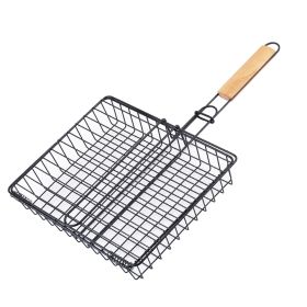 BOLEEFUN Barbecue Grill Basket with removable Handle for Grilling Hamburger Vegetables Fish Outdoor Campfire