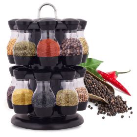 16 Jar Rotating Spice Rack Carousel Kitchen Storage Holder Condiments